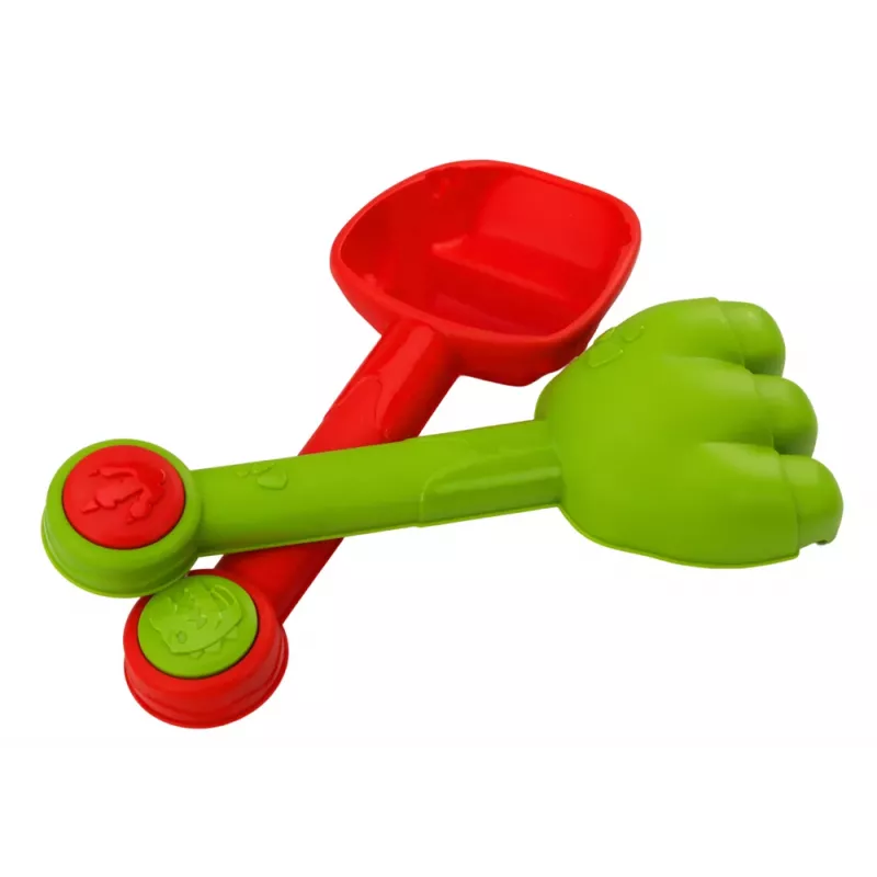 LEAN TOYS Smėlio kibiro rinkinys su dušu, mentele, grėbliu, formelėmis, dinozaurais
