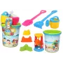 LEAN TOYS Smėlio žaislų rinkinys, kibiras, smulkintuvas, laistytuvas, spalvotos formelės