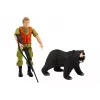 LEAN TOYS Beždžionių medžioklės automobilis Hunter Bear su šviesomis ir garsais, smėlio spalvos