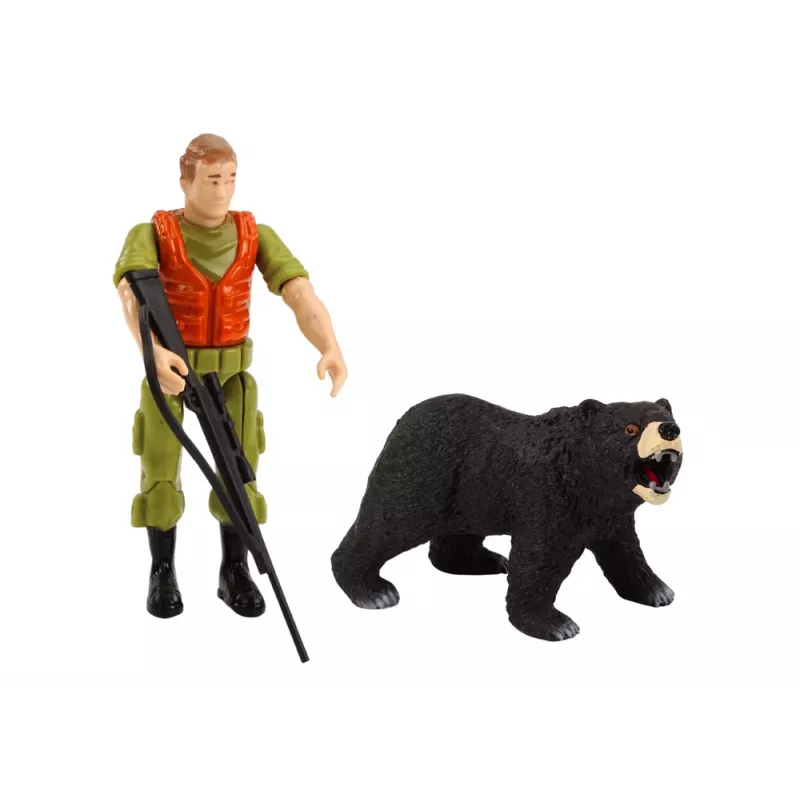 LEAN TOYS Beždžionių medžioklės automobilis Hunter Bear su šviesomis ir garsais, smėlio spalvos