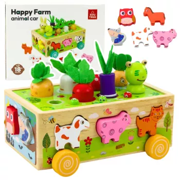 LEAN TOYS Medinis lavinamasis žaislas Happy Farm magnetinis kirminų rūšiuotuvas