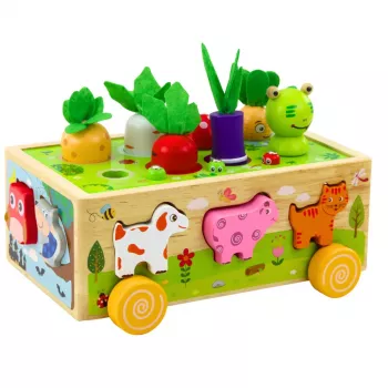 LEAN TOYS Medinis lavinamasis žaislas Happy Farm magnetinis kirminų rūšiuotuvas