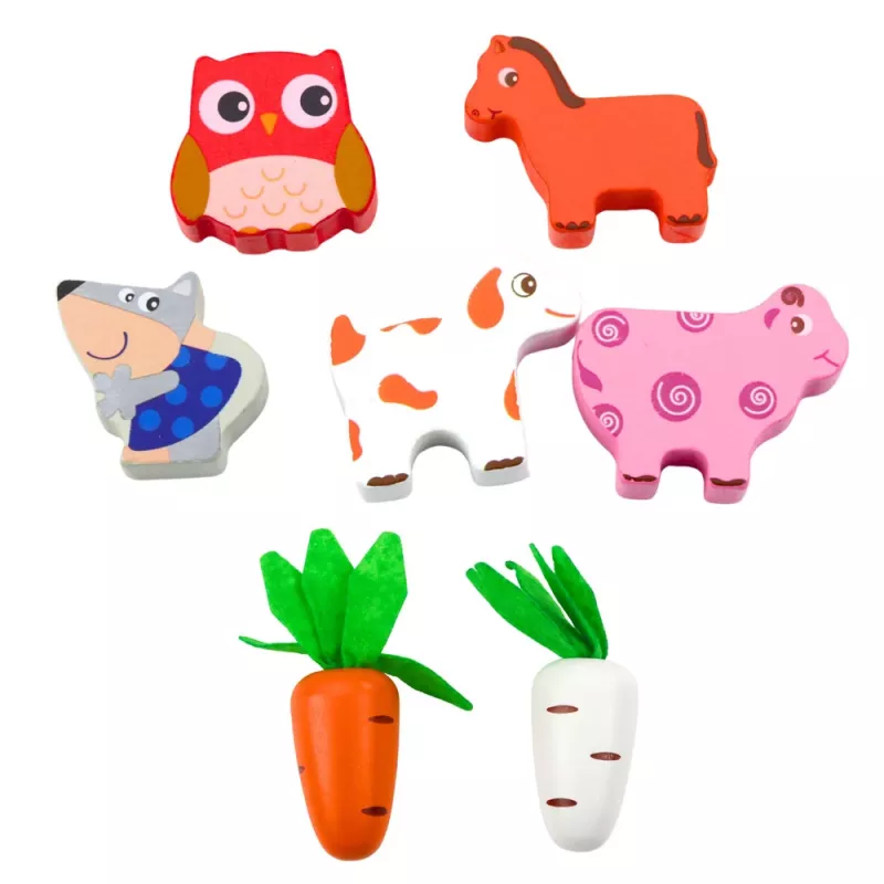 LEAN TOYS Medinis lavinamasis žaislas Happy Farm magnetinis kirminų rūšiuotuvas