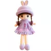 LEAN TOYS Skudurinė lėlė minkšta pliušinė su purpurine suknele su raukiniais 45cm