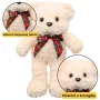 LEAN TOYS Pliušinis maskotas minkštas žaislas meškiukas su kaspinu baltas 30cm