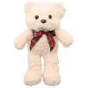LEAN TOYS Pliušinis maskotas minkštas žaislas meškiukas su kaspinu baltas 30cm
