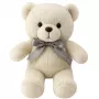 LEAN TOYS Pliušinis maskotas, minkštas žaislas meškiukas su kaspinu Happy Every Day Baltas 55cm