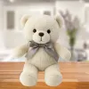 LEAN TOYS Pliušinis maskotas, minkštas žaislas meškiukas su kaspinu Happy Every Day Baltas 55cm