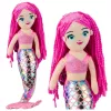 LEAN TOYS pliušinis undinėlės minkštas žaislas su holografine uodega, rožinis, 48 cm
