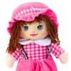 LEAN TOYS Skudurinė lėlė Minkštas žaislas Langelių rašto suknelė Rožinė 35 cm