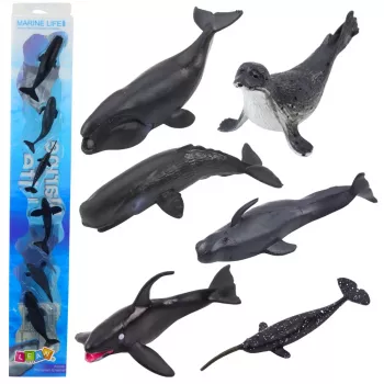 LEAN TOYS Mini figūrėlių rinkinys Jūros gyvūnai Žinduoliai Orka Foto Delfinas 6-8cm 6vnt