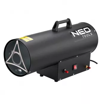NEO TOOLS 90-085-01 dujinis šildytuvas 50 kW su termostatu, IPX4, LPG, 1000 m³/h oro srautas, komplekte reduktorius ir žarna