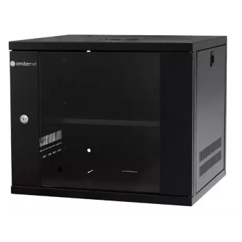 EMITER EM/SH02B5409-08 19 inch 9U sieninis tinklo spintelė, stiklinės durelės, 550x450x455 mm, juoda