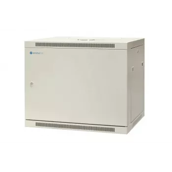 EMITER EM/AP6409-B 19 colių 9U sieninis tinklo spintos korpusas, 600x450x500 mm, rakinamos plieninės durelės, juodas
