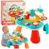 LEAN TOYS Edukacinis stalas Interaktyvus muzikos pultas Pianinas 2 in 1 Turkio spalvos