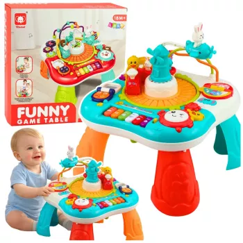 LEAN TOYS Edukacinis stalas Interaktyvus muzikos pultas Pianinas 2 in 1 Turkio spalvos