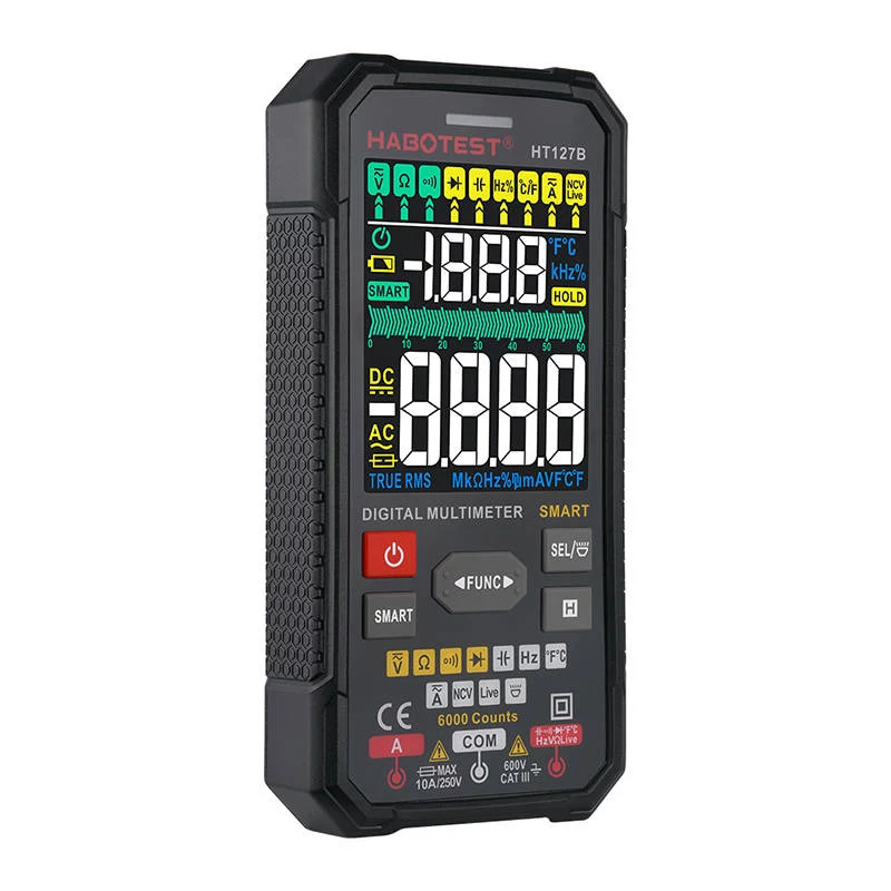 Habotest HT127B skaitmeninis universalus multimetras True RMS 6000 rodmenų automatinio diapazono su NCV ir temperatūros matavimu