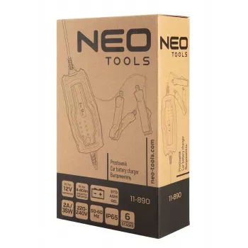 NEO TOOLS 11-890 automatinis akumuliatoriaus įkroviklis 2A/35W 12V švino-rūgštiniams, AGM, geliniams akumuliatoriams 4-60Ah