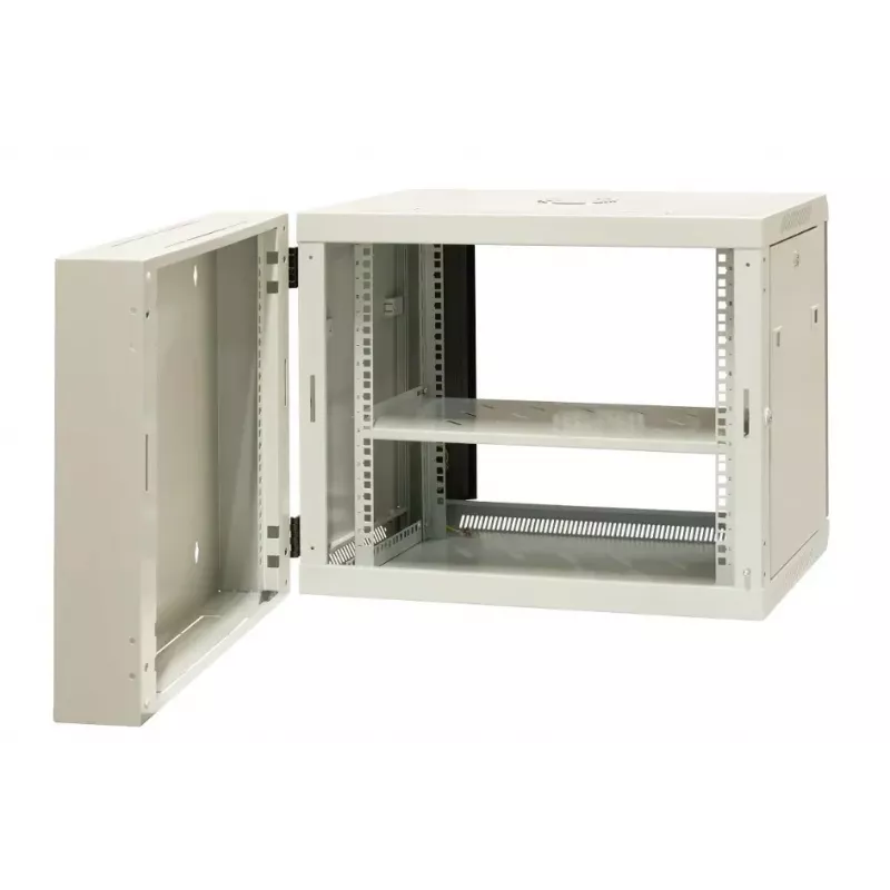 EMITER EM/AH6509 19 colių 9U sieninis skeltas spintelė su grūdinto stiklo durelėmis, 600x550x500 mm, juoda