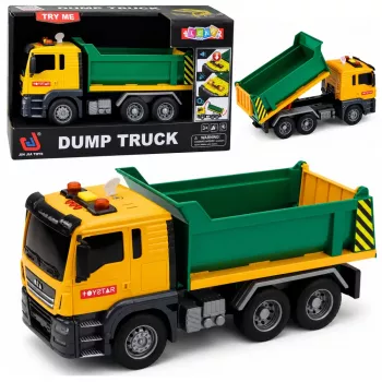 LEAN TOYS Konstrukcinis sunkvežimis Savivartis Savivarčio pakėlimas Atidaromi galiniai žibintai Garsai 1:14