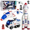 LEAN TOYS Didelis kosmoso rinkinys su stotimi, raketa, šatlu, tyrinėjimo transporto priemone ir astronautais