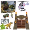 LEAN TOYS Tyrų tyrimų bazė Dinozaurų parko vartai Sraigtasparnis Ketratis Figūros Tyrėjas