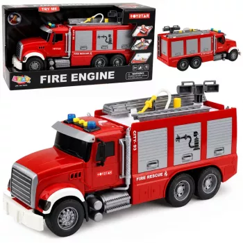LEAN TOYS Gaisrinė mašina Gaisrinės departamentas Ištraukiamos kopėčios Vandens žarna Šviesos Garsai