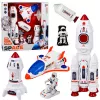 LEAN TOYS Kosmoso rinkinys raketos šatlas astronautai modulis šviesos garsai