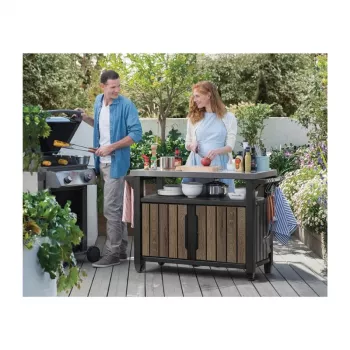KETER Grilio stalas Deco Unity XL 207L riešuto atspalvio