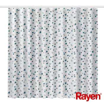 RAYEN Dušo užuolaida 180x200cm balta/mėlyna, poliesteris