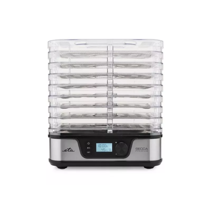 ETA Secca Premium ETA930190000 maisto džiovyklė, 8 stačiakampiai padėklai, 380 W, sidabrinė