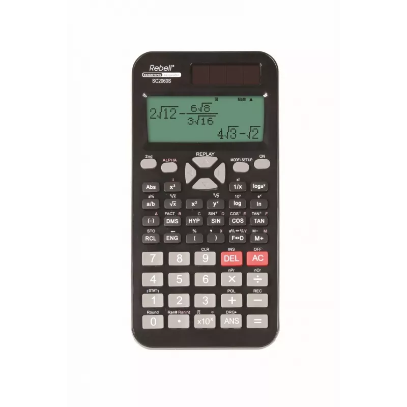 REBELL RE-SC2060S BX mokslinis skaičiuotuvas, 240 funkcijų, 2 eilučių LCD, maitinamas baterija, juodas