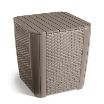 KETER Sodo stalas / daiktadėžė Luzon Flat Wicker smėlio spalvos