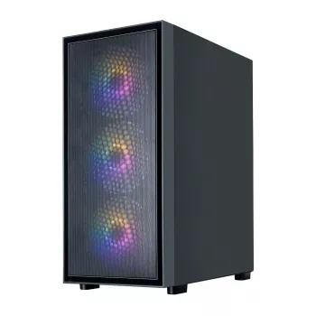 Zalman S6 juodas ATX vidutinio bokšto kompiuterio korpusas su 4 ARGB ventiliatoriais ir grūdintu stiklu