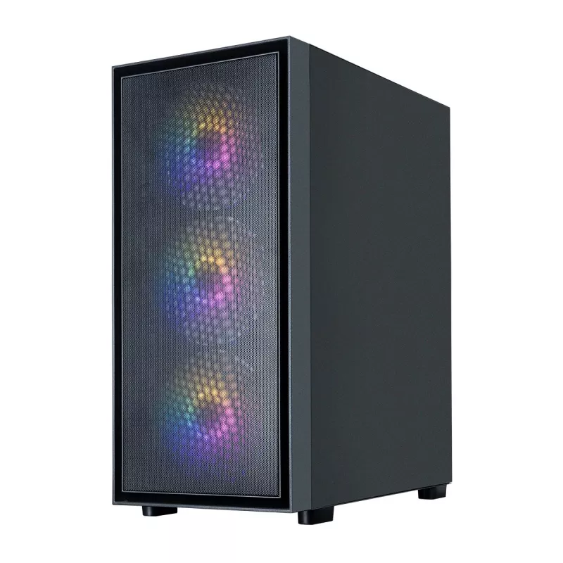 Zalman S6 juodas ATX vidutinio bokšto kompiuterio korpusas su 4 ARGB ventiliatoriais ir grūdintu stiklu