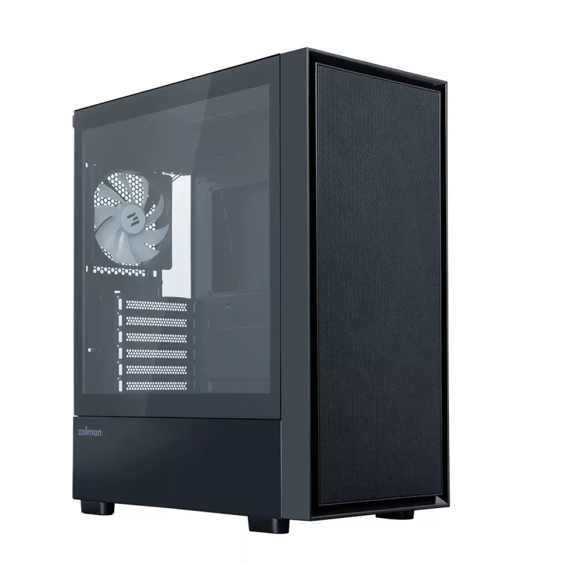 Zalman S6 juodas ATX vidutinio bokšto kompiuterio korpusas su 4 ARGB ventiliatoriais ir grūdintu stiklu