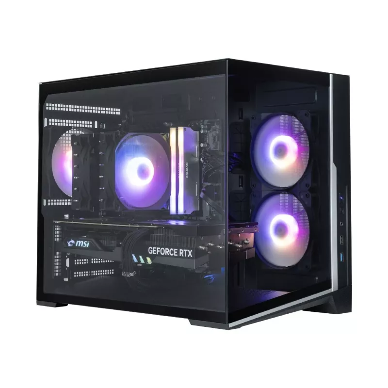 Zalman D30 juodas mATX Mini Tower kompiuterio korpusas su 3x 120mm ARGB ventiliatoriais ir grūdinto stiklo šonine plokšte