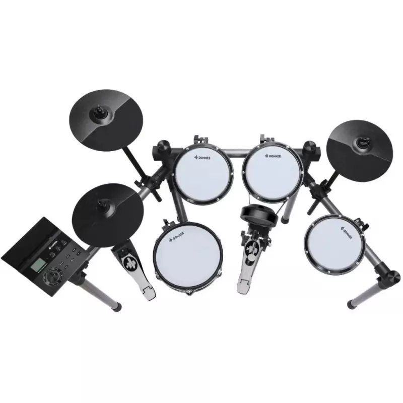 DONNER EC7247 elektroninis būgnų rinkinys su tinkliniais padais, 225+ garsai, USB MIDI, aliumininis stovas