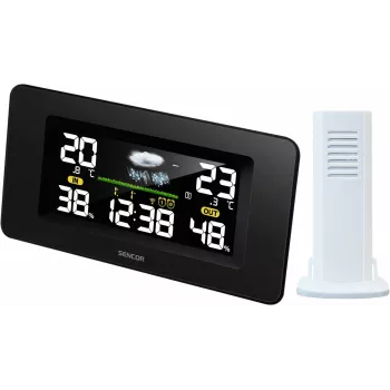 SENCOR SWS 5270 meteorologinė stotis su belaidžiu lauko jutikliu, spalvotas LCD, radijo bangomis valdomas laikrodis