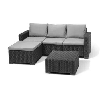 KETER Sodo kampinė sofa ir staliukas California Chaise Lounge pilka
