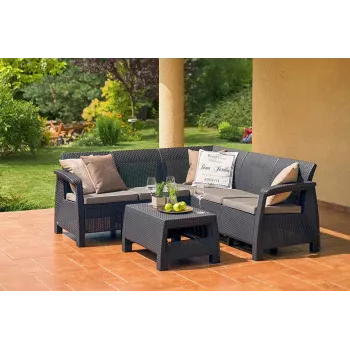 KETER sodo baldų komplektas Corfu Relax Set rudas