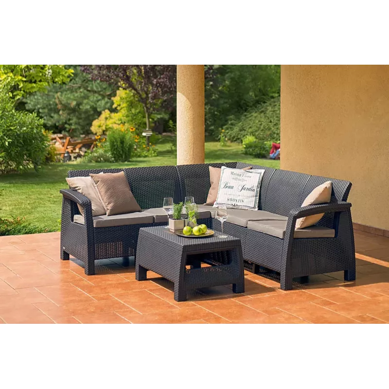KETER sodo baldų komplektas Corfu Relax Set rudas