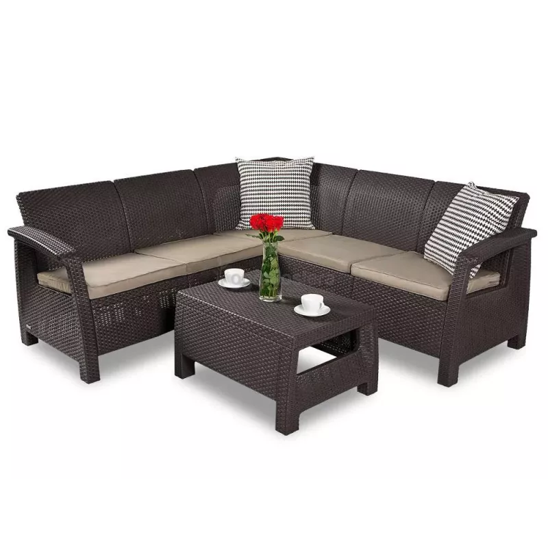 KETER sodo baldų komplektas Corfu Relax Set rudas