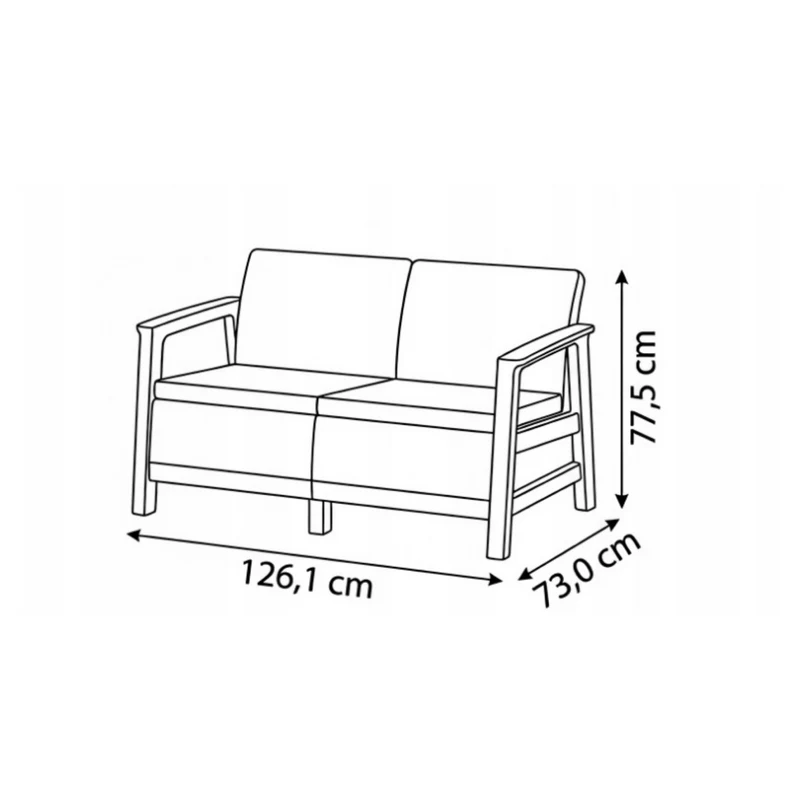 KETER Sodo sofa dvivietė Scandi Linea 2 vietų sofa šviesiai pilka/tamsiai plieno pilka
