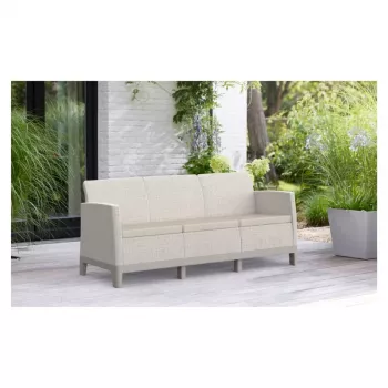 KETER Sodo sofa dvivietė Scandi Form 3 vietų sofa akmenų pilka/šviesiai smėlio spalvos