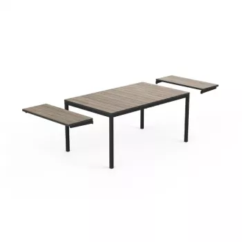 KETER Sodo stalas ištraukiamas Deco Porto Nova Ištraukiamas 160-240 cm uosio medienos atspalvio/juodas