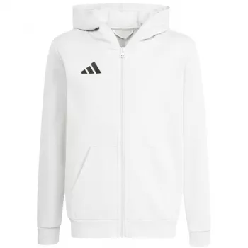 adidas Entrada 26 pilno užtrauktuko gobtuvas vaikiškas džemperis baltas KH1783 164cm
