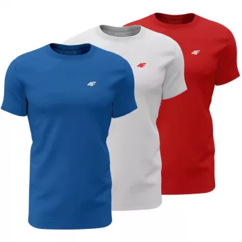 Vyriški marškinėliai 4F M4482, 3 vnt. rinkinys, mėlyni, balti, raudoni 4FWSS26TTSHM4482 90S XL