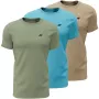 Vyriški marškinėliai 4F M4481 3 pak. žalia, mėlyna, smėlio spalvos 4FWSS26TTSHM4481 90S 2XL