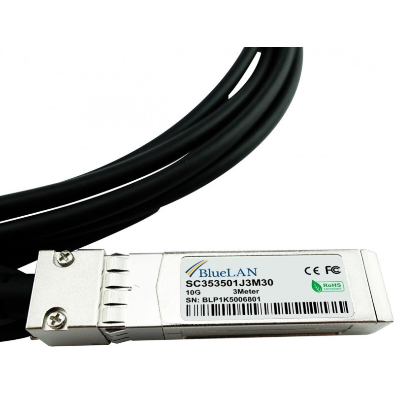 BLUELAN BlueOptics 10GBASE-CR SFP+ tiesioginio prijungimo varinis kabelis 1m Industrial SC353501J1M30IN